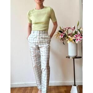 Vintage S/S 2000 John Galliano Blue Gingham Silk Taffeta Trousers